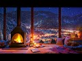 Cozy winter ambience for reading with a fireplace snowfall and blizzard sounds