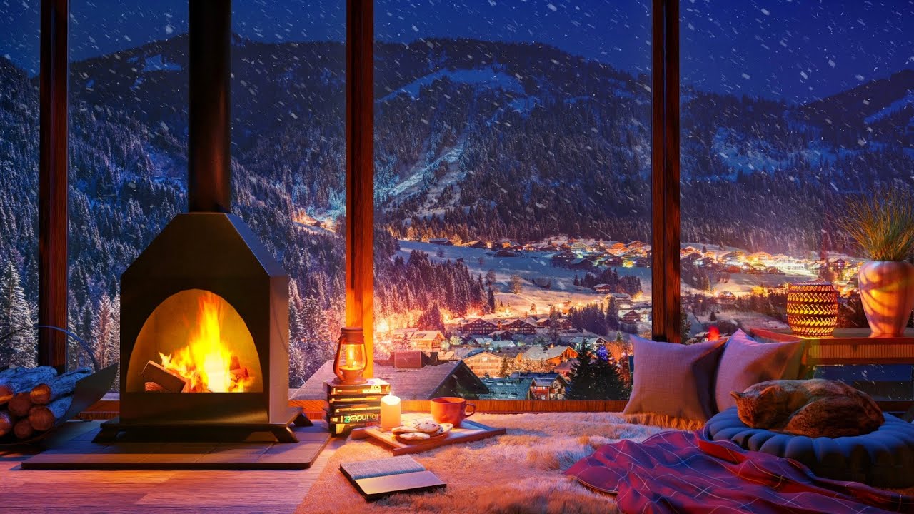 Cozy Winter Hut - Relaxing Blizzard and Snowstorm Sounds w/ Heavy Wind \u0026 Snow for Sleep \u0026 Relaxation