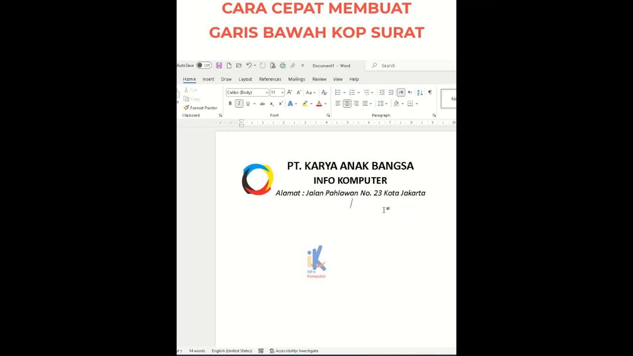 Cara cepat membuat garis kop surat microsoftword youtube
