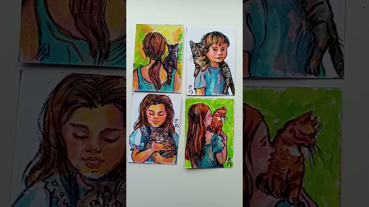 ACEO original cards and black cat 