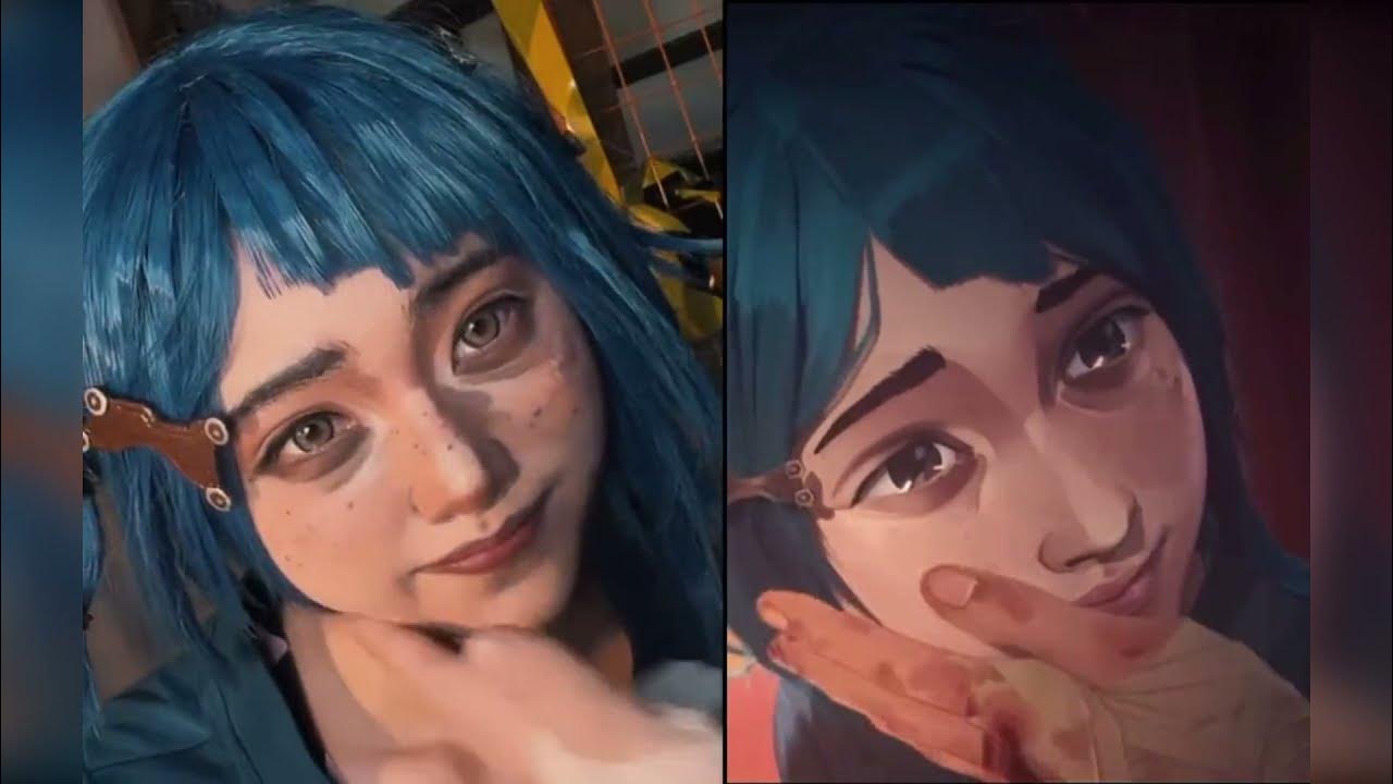 Ultra Realistic Jinx Cosplay | Side-by-side with Arcane - YouTube