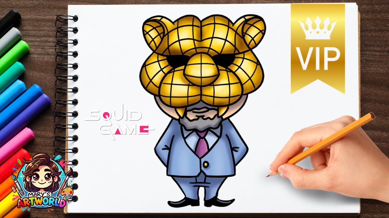 Vip Mask Draw How to Draw VIP 4 Panther Mask from Squid Game | Step-by-Step Mask Art ...