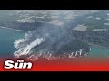 Drone video of La Palma volcano erupting to form new headlands