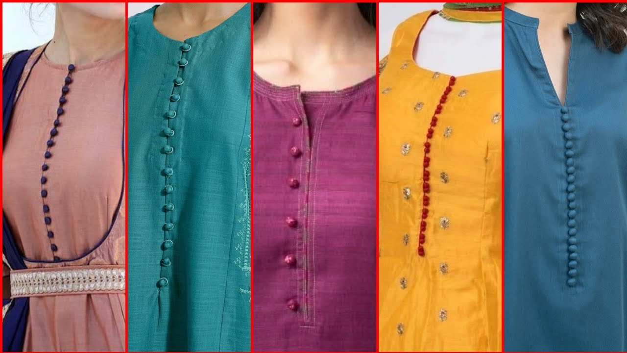 50+ Beautiful Neck Designs With Buttons For Kurti & Kameez - YouTube |  Punjabi suit neck designs, Neck designs, Kurti neck designs