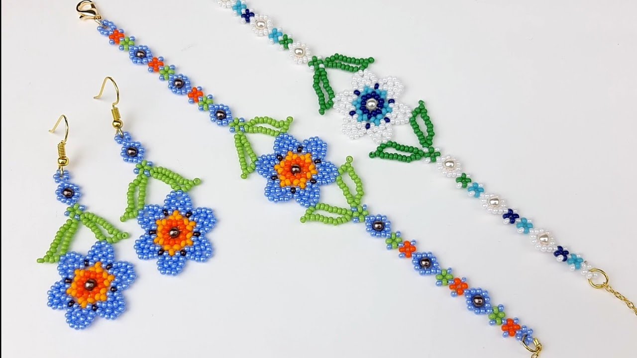 Kolay Huichol Bileklik & Küpe Yapımı. Seedbeads Bracelet  Making. #Huichol Bracelet #Tutorial