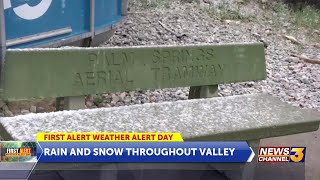 Snow falls on Palm Springs Aerial Tramway base station for the first time since 2018