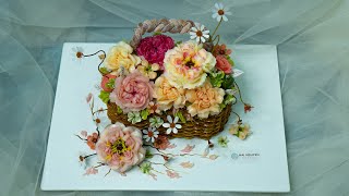 Awesome Decorate a Basket Flower Cake By Buttercream | Trang Trí Bánh Rỏ Hoa Kem Bơ Tuyệt Đẹp