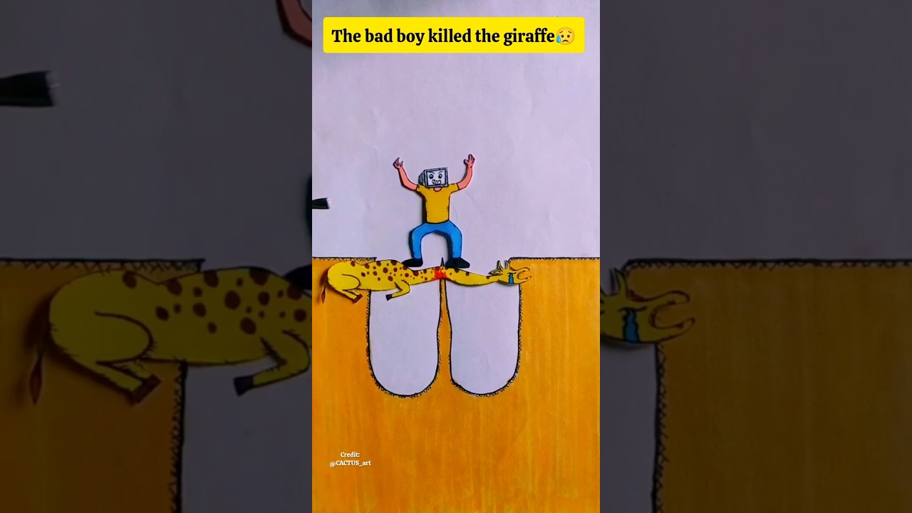 What did the giraffe do here?😢 credit:@CACTUS_art 