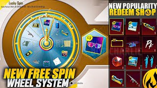 New Free Spin Wheel System In 3.2 Update | New Popularity Redeem Shop | Pubg Mobile