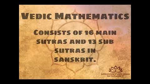 Vedic mathematics : An introduction