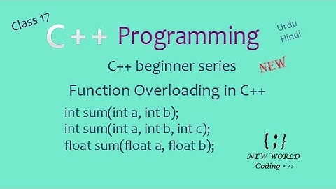Function overloading in C++ | C++ Programming series | C++ in Urdu/Hindi Class 17