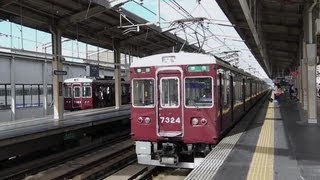 阪急電鉄 7300系 7324F+VVVF長期実用試験車7310F 準急  梅田行き 高槻市駅発車　阪急京都線