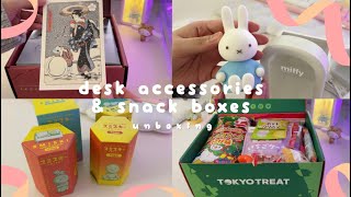 unboxing desk accessories (ft. tokyotreats and sakuraco) | snack boxes, miffy humidifer, smiski