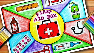 World First Aid Day Drawing | First Aid Box Drawing | First Aid Kit Drawing | First Aid Day Poster