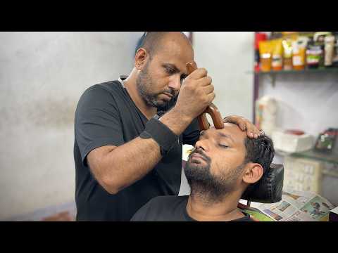 ASMR Barber Reiki Master Mind Melting Head Massage With Scissor Beard Trim 