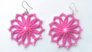 Серьги цветочки фриволите иглой МК для начинающих. DIY Earrings flowers frivolite needle. Серьги цветочки фриволите иглой МК для начинающих. DIY Earrings flowers frivolite needle.