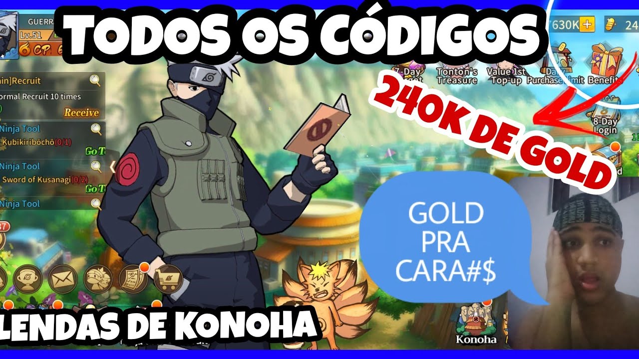 CÓDIGOS PARA JOGO DO NARUTO,240K DE GOLD E MAIS DE 1.000 SUMMONS-LENDAS ...