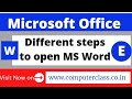 Different steps to open MS Word| MS word Interface
