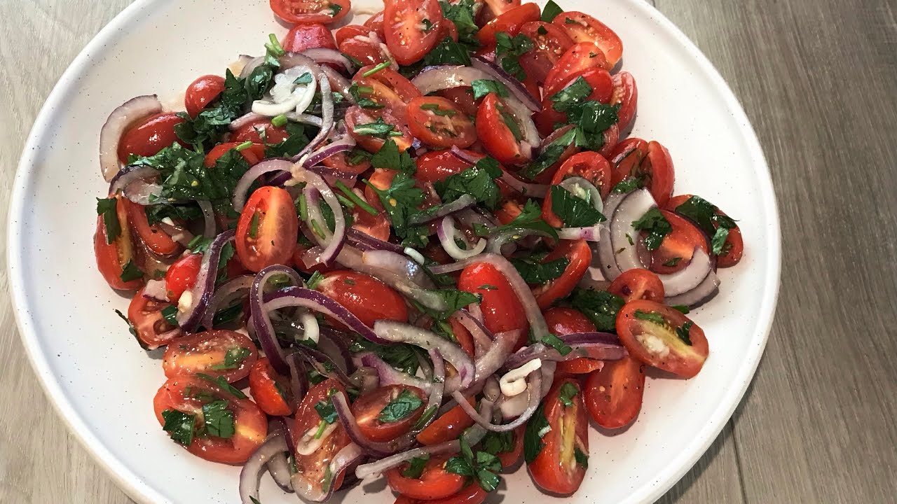 Delicious  cherry tomato salad🍅Очень быстрый.  Вкусный салат из помидоров черри🍅