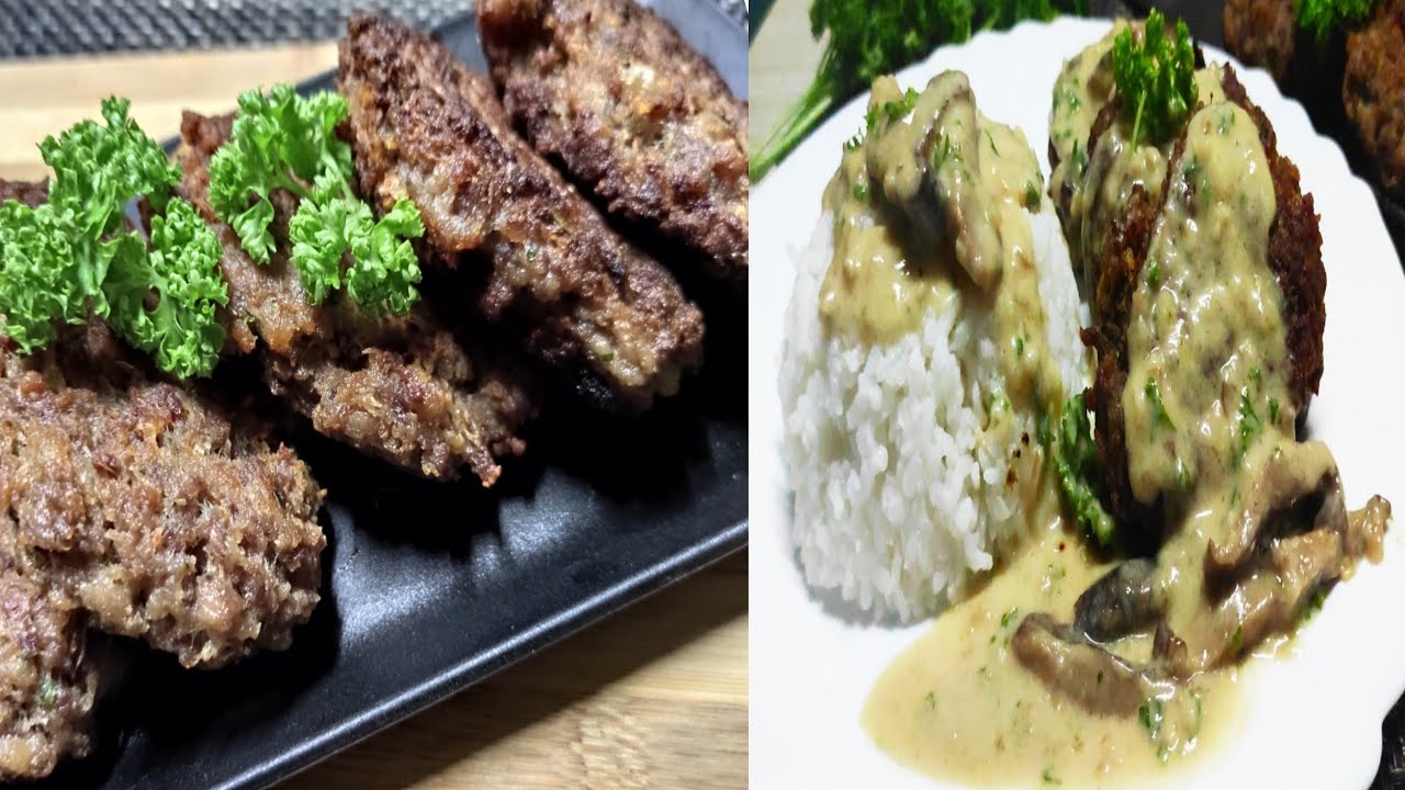 HOW TO MAKE BEEF PATTIES WITH CREAM OF MUSHROOM SAUCE YouTube how-to-make-beef-patties-with-cream-of-mushroom-sauce-youtube