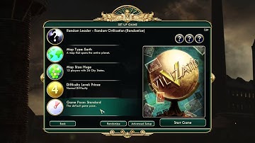 Civilization V Single Player Game Setup