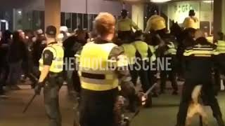 Groningen hooligans vs Police after the game vs FC Twente