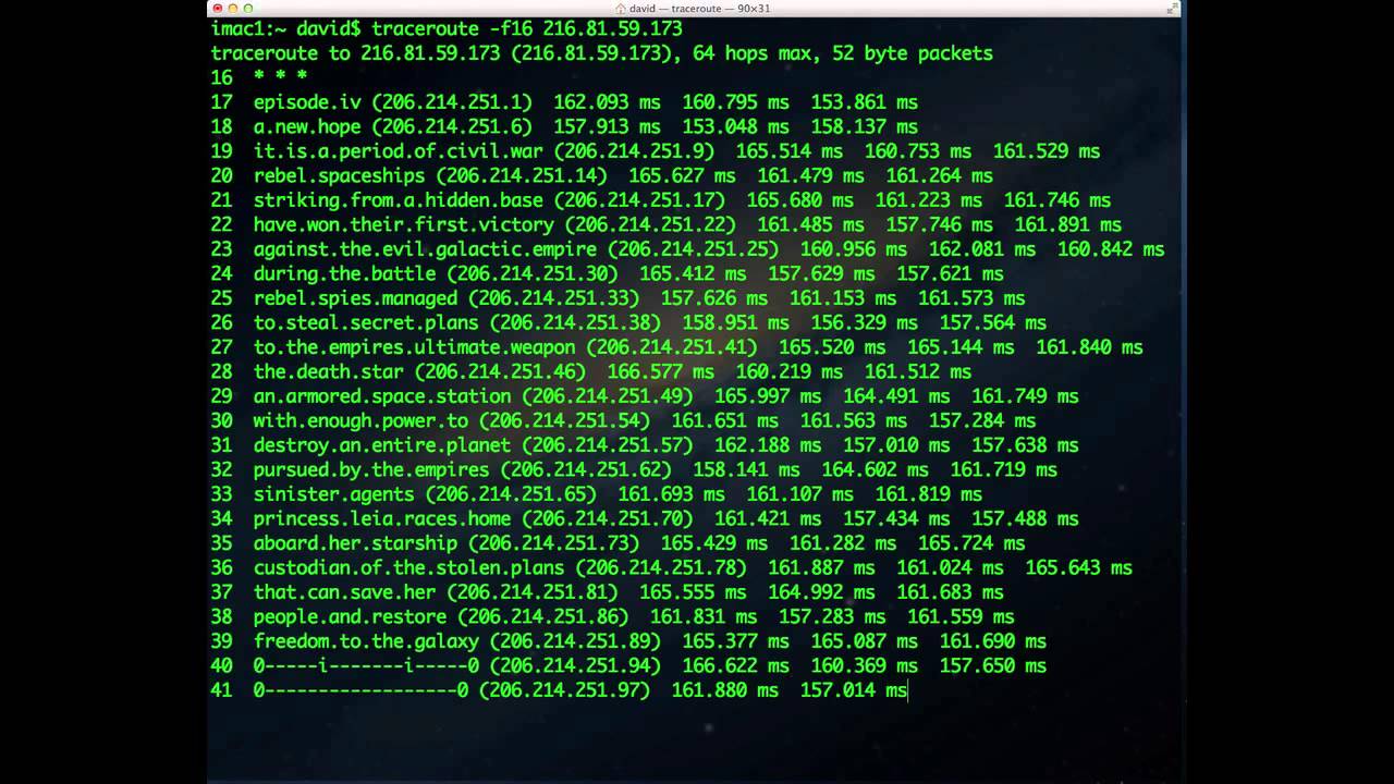 star wars episode iv via internet traceroute youtube