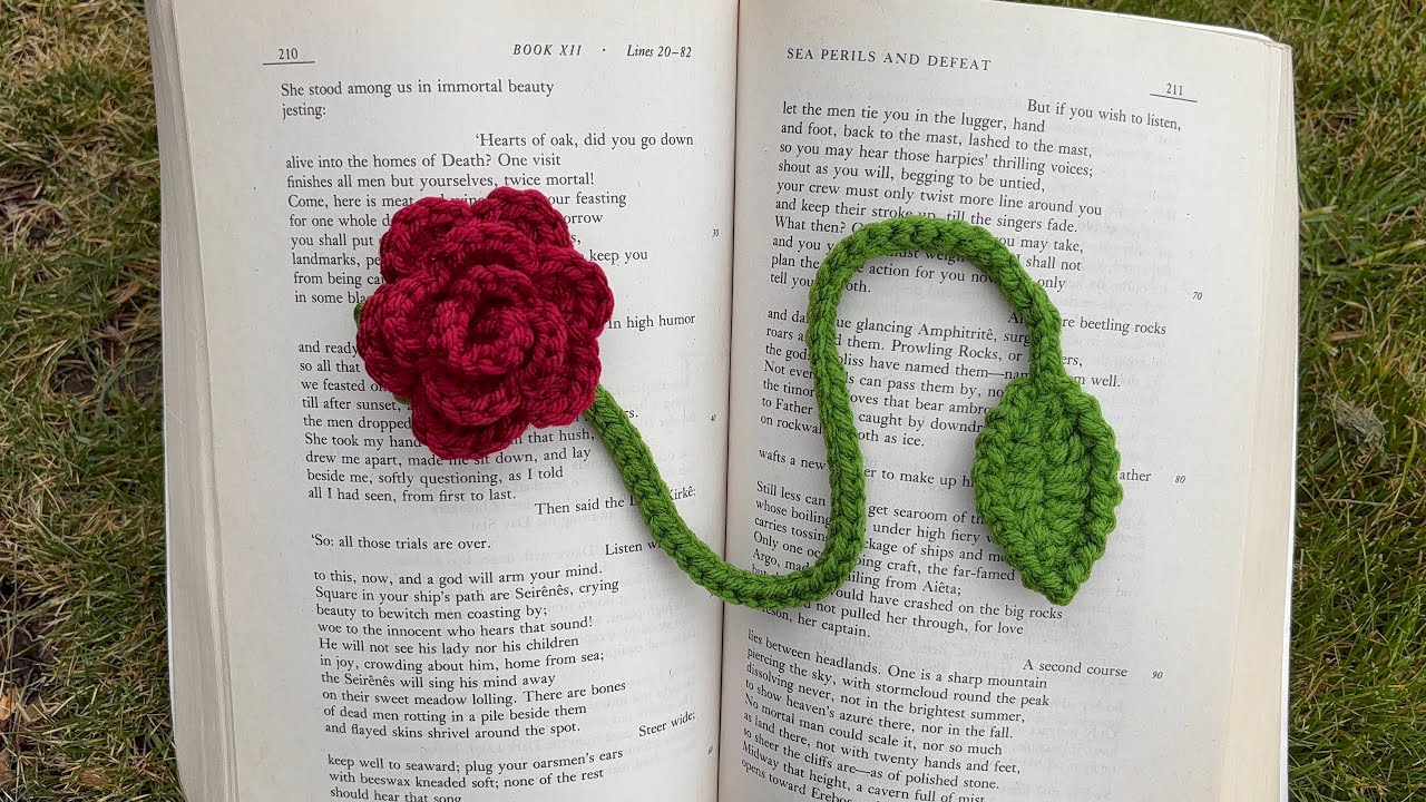 Mini rosa Marca páginas. Tutorial a crochet.
