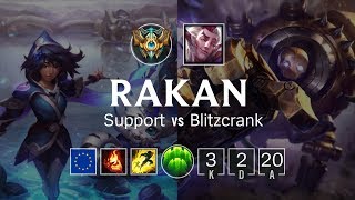 Rakan Support vs Blitzcrank - EUW Challenger Patch 8.21