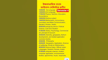 উচ্চমাধ্যমিক 2026 ফাইনাল সেমিস্টার রুটিন দেখুন। Fourth semester exam routine 2026.