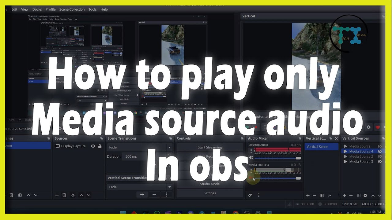 how to play only media sorce audio on obs studio for streaming | obs no ...