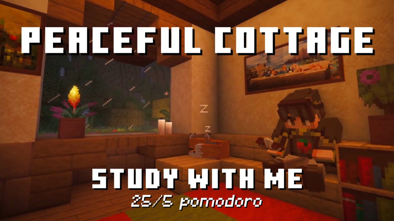 Study with Me in Minecraft | Peaceful Cottage | 25/5 Pomodoro Timer ...