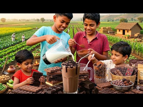 CHOCOLATE MILKSHAKE | Dark Chocolate Milkshake Recipe in Village | Healthy Summer Drink