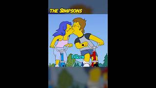 Homer and Marge were kissing while riding their bikes