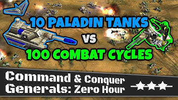 10 USA Paladin Tanks VS 100 GLA Combat Cycles | C&C Generals Zero Hour