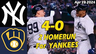 Yankees vs. Brewers Game Highlights , Apr 28 2024 | MLB Season 2024