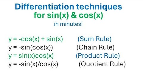 Differentiate cos(x) and sin(x) | Chain Rule | Product Rule | Quotient Rule |