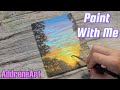 Easy Acrylic Landscape Painting Tutorial | Sunset in the Sky