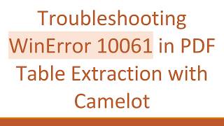 Troubleshooting WinError 10061 in PDF Table Extraction with Camelot