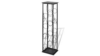 Wrought Iron Wine Rack Floor Standing 8 Bottles Storage Narrow Black