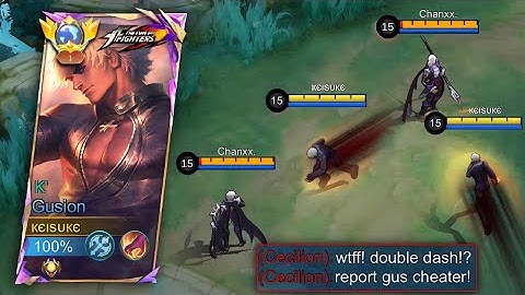 TOP GLOBAL GUSION "DOUBLE DASH" TRICK IN SOLO RANK!! (He think i