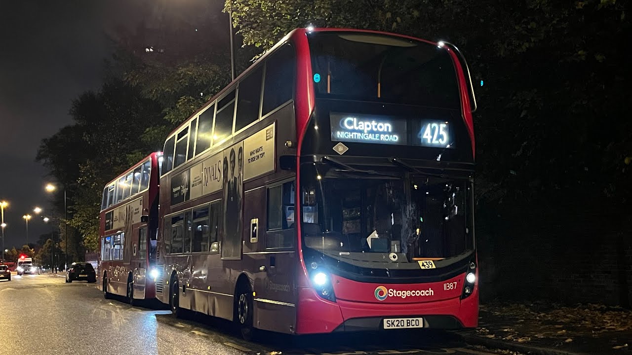 Full Route Visual. Route 425: Ilford - Clapton, Nightingale Road | Enviro400MMC 11387 SK20 BCO
