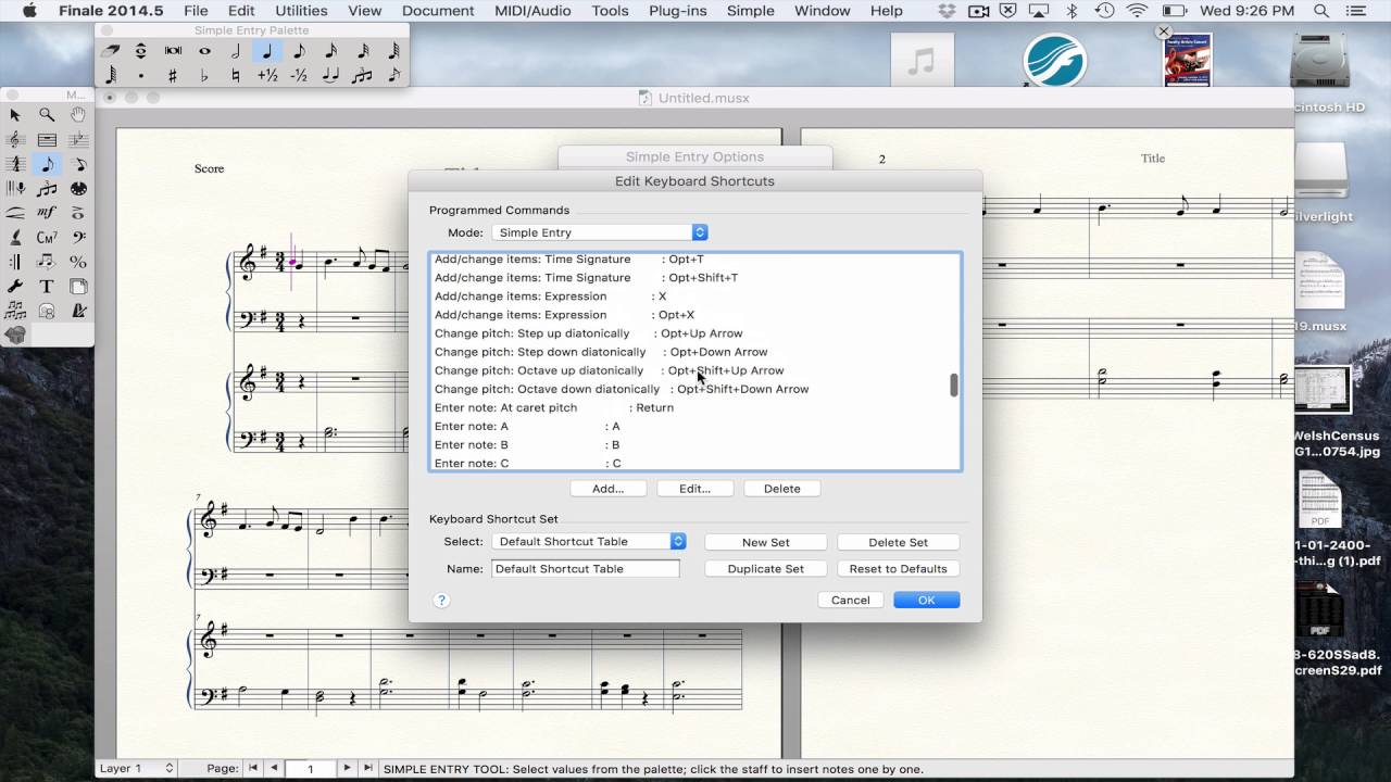 finale 2014 keyboard shortcuts