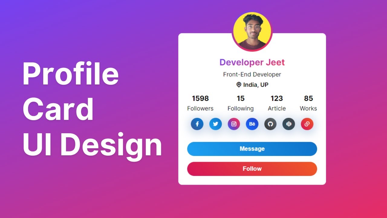 Amazing Profile Card Design Only HTML & CSS - YouTube