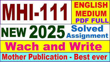 MHI 111 solved assignment 2025 in English || mhi 111 solved assignment 2024-25 || ignou mhi111 2025