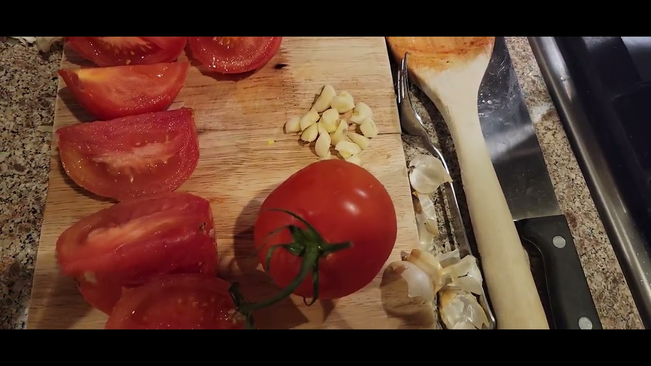 Boiling Pasta water, Sauce, pork chops and tomato salad 🍅 YouTube