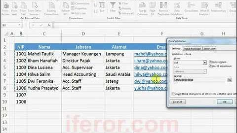 Cara membuat Menu Dropdown Dinamis pada Excel