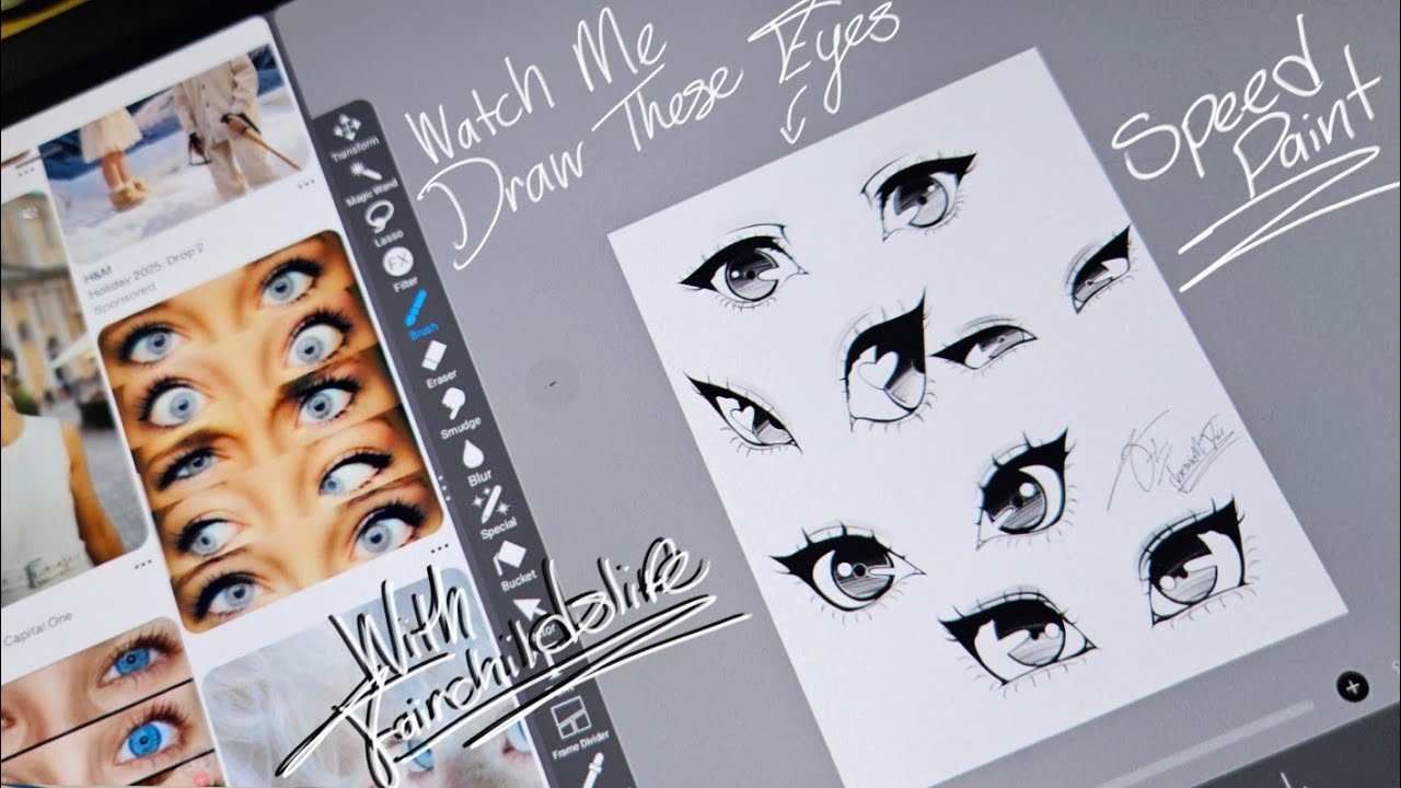 WATCH ME DRAW EYES speed paint  👀 | Draw with me and chill | FAIRCHILDSLIFE 