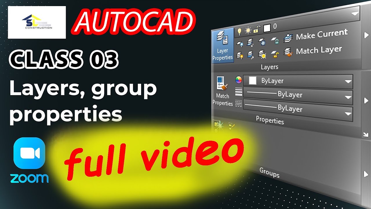 Autocad layer,properties, group free zoom class 3 YouTube