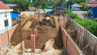 Amazing Project Making Foundation House By Miniature Dozer Unloading Sand & 5Ton Truck Pond 25 X 10M